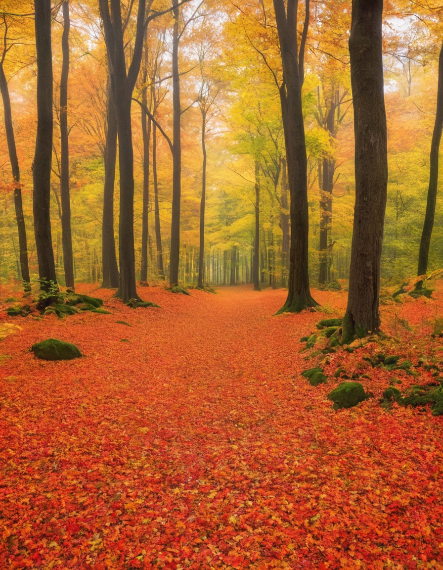 forest, autumn, leaves, nature