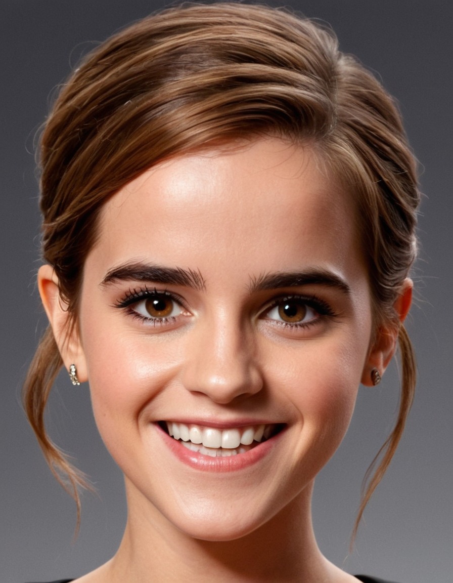 emma watson, caricature, big head, smile, actress