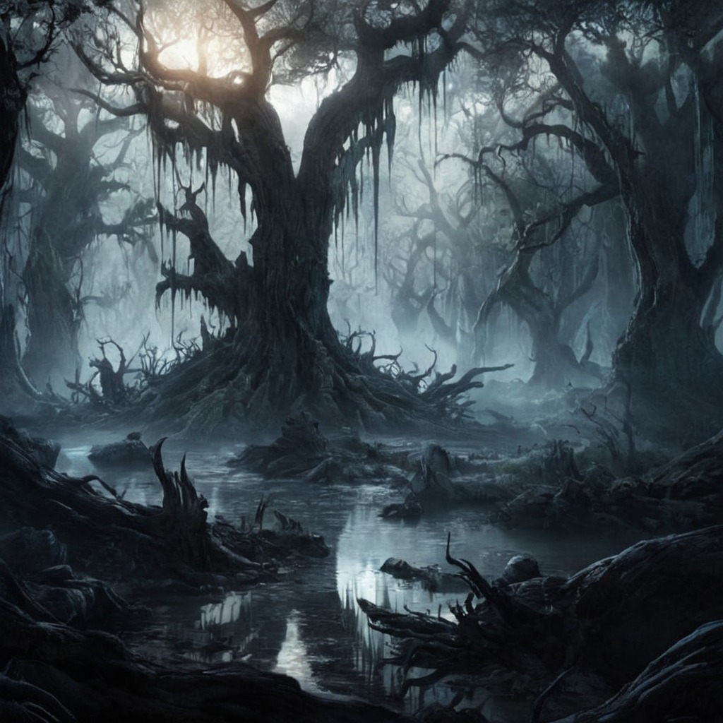 digitalart, horror, fog, swamp