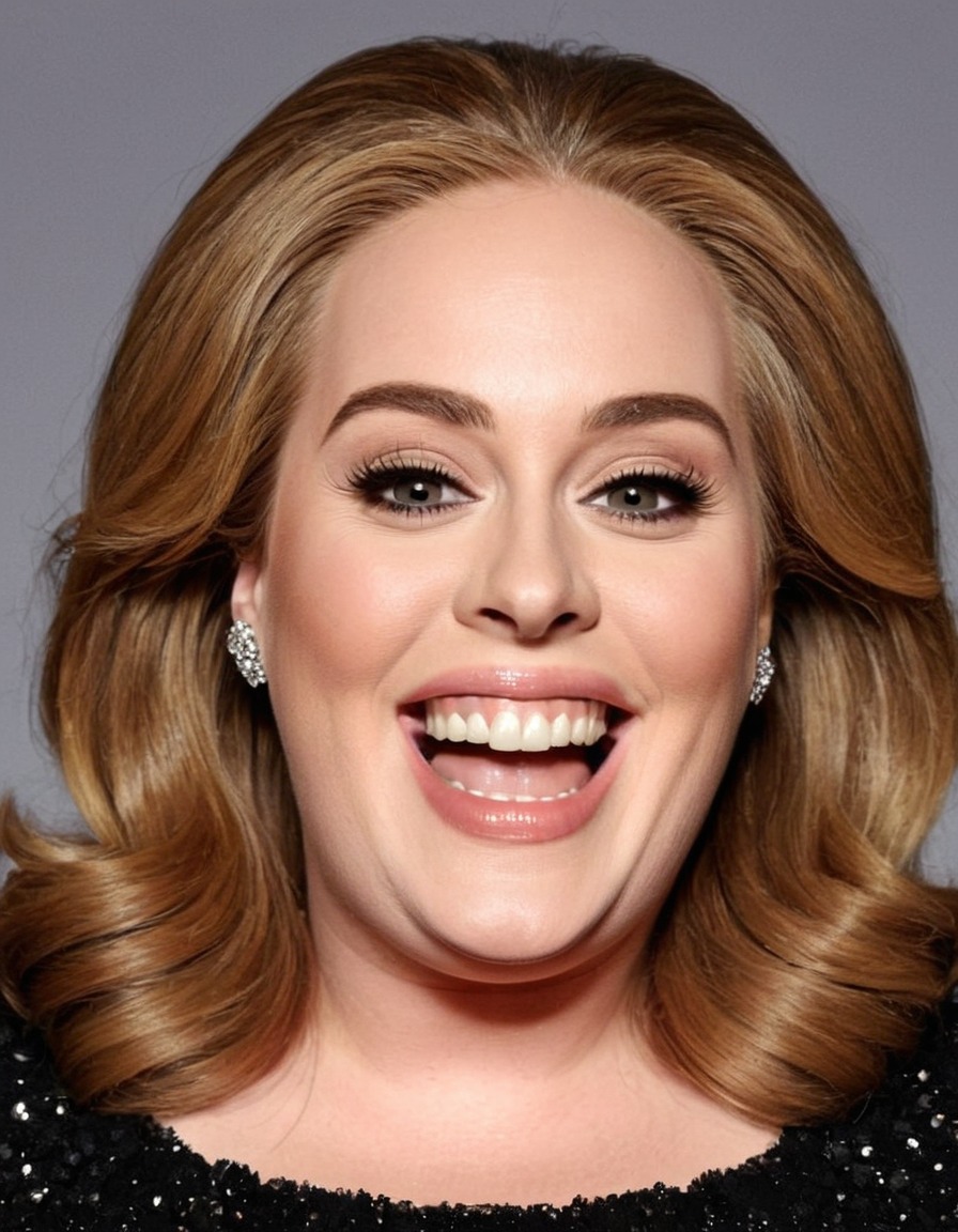 adele, singer, caricature, big head, crazy smile