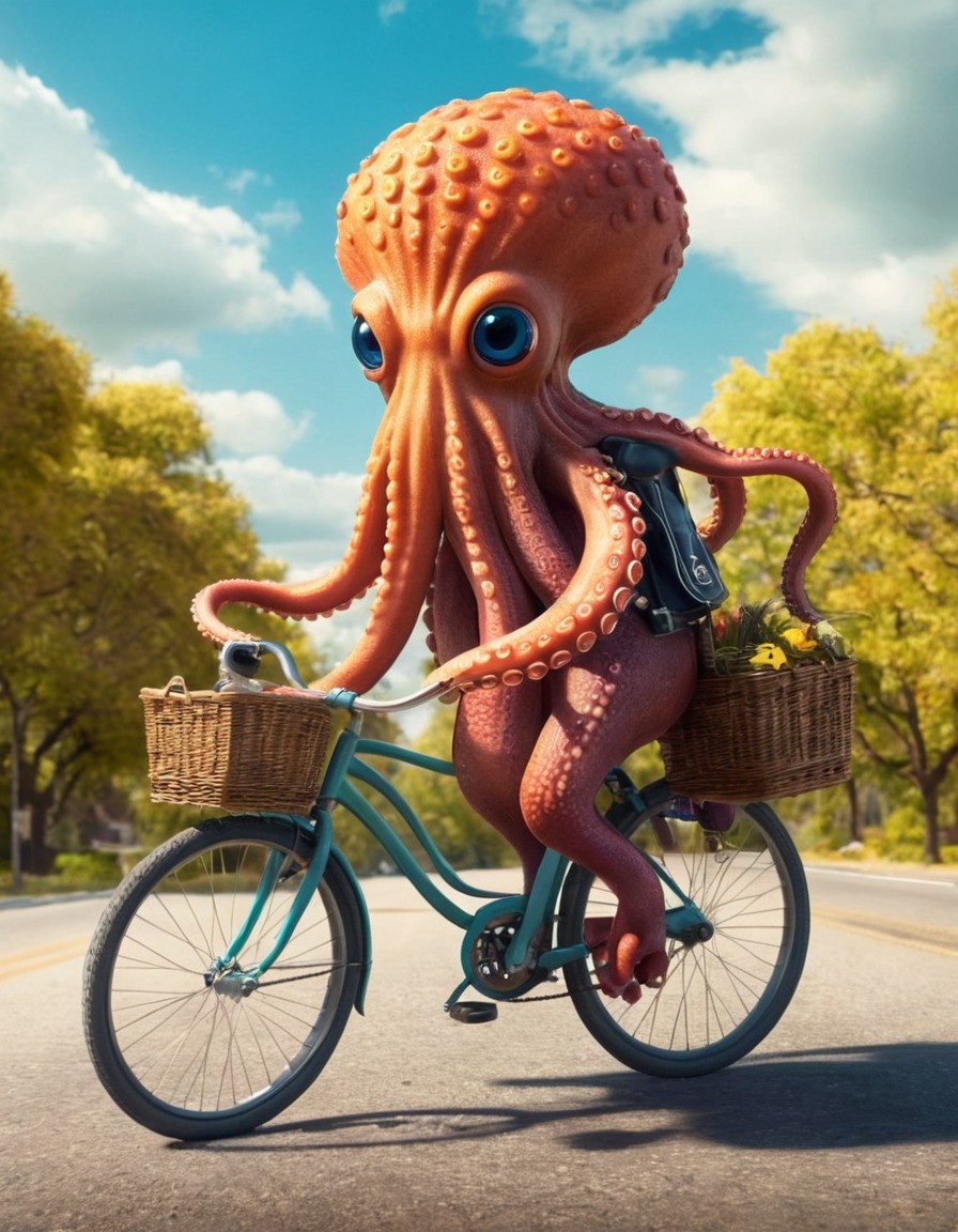 octopus, bicycle, strange, bizarre, unusual, unexpected, surreal