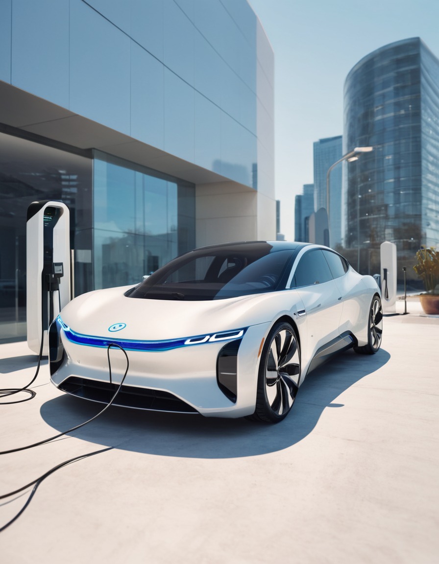 electric car, futuristic, wireless charging, sustainable transportation, technology