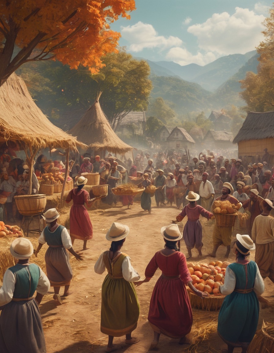 villagers, harvest festival, celebration, music, dance, middle ages