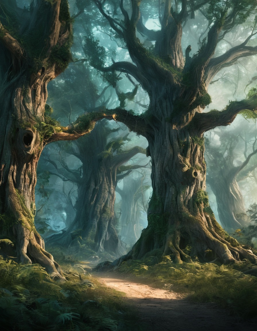 enchanted forest, talking trees, ents, ancient trees, fantasy, john tolkien, tolkien