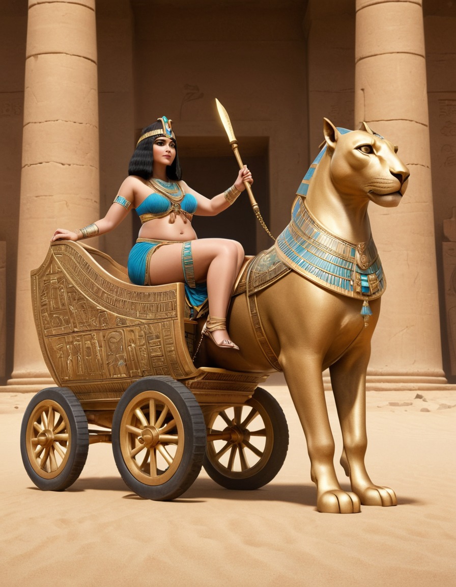 cleopatra, ancient egypt, chariot, humor, cosplay, fat