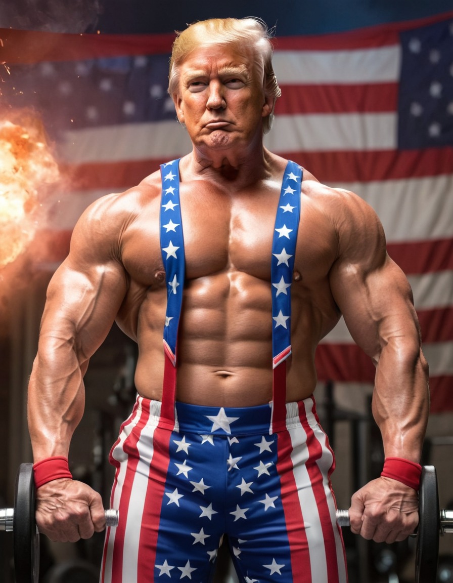 donald trump, bodybuilder, gym, patriotism