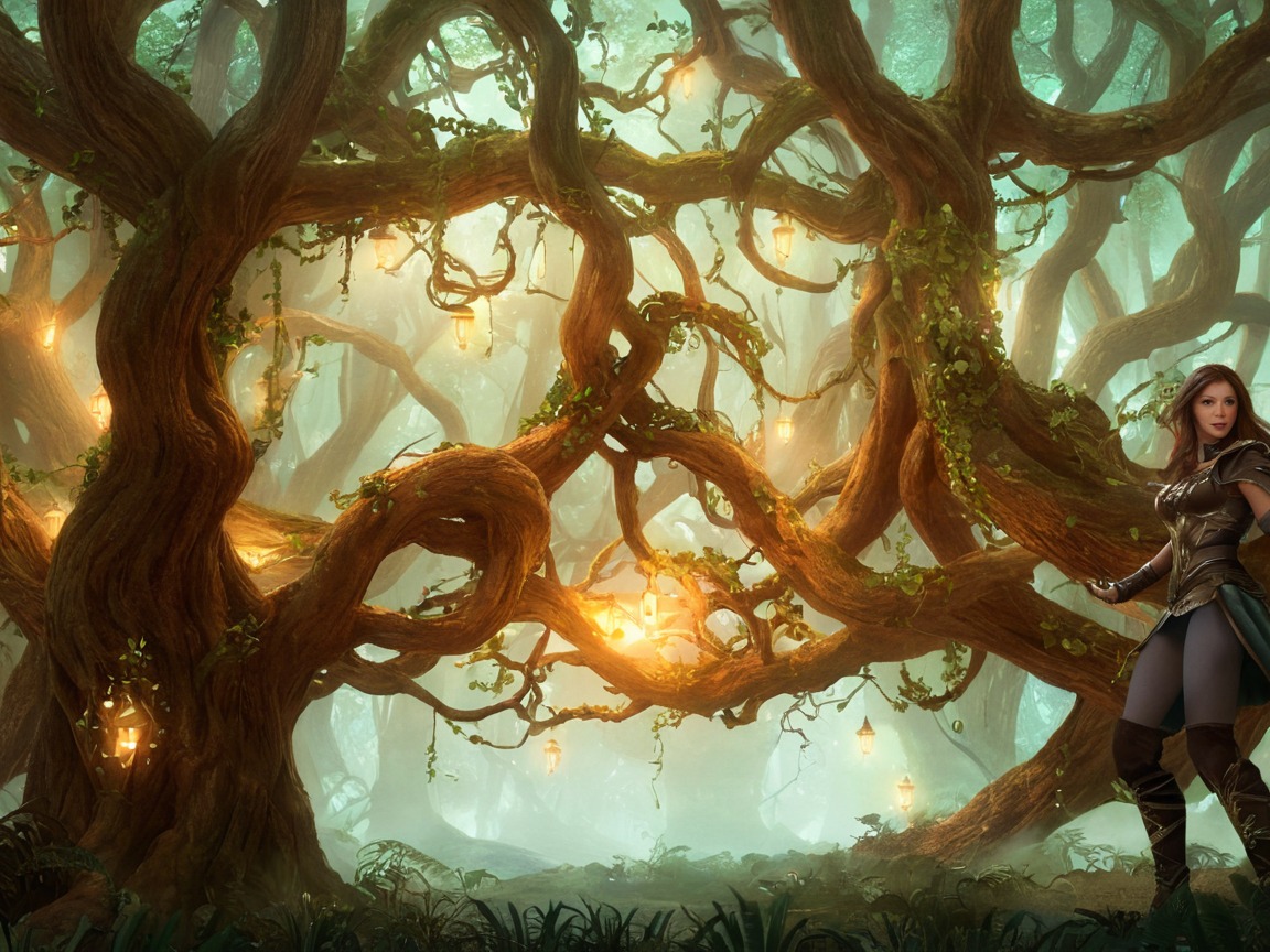 digitalart, magic, fantasyart, forest, plants, dreamup, vines, ai_art