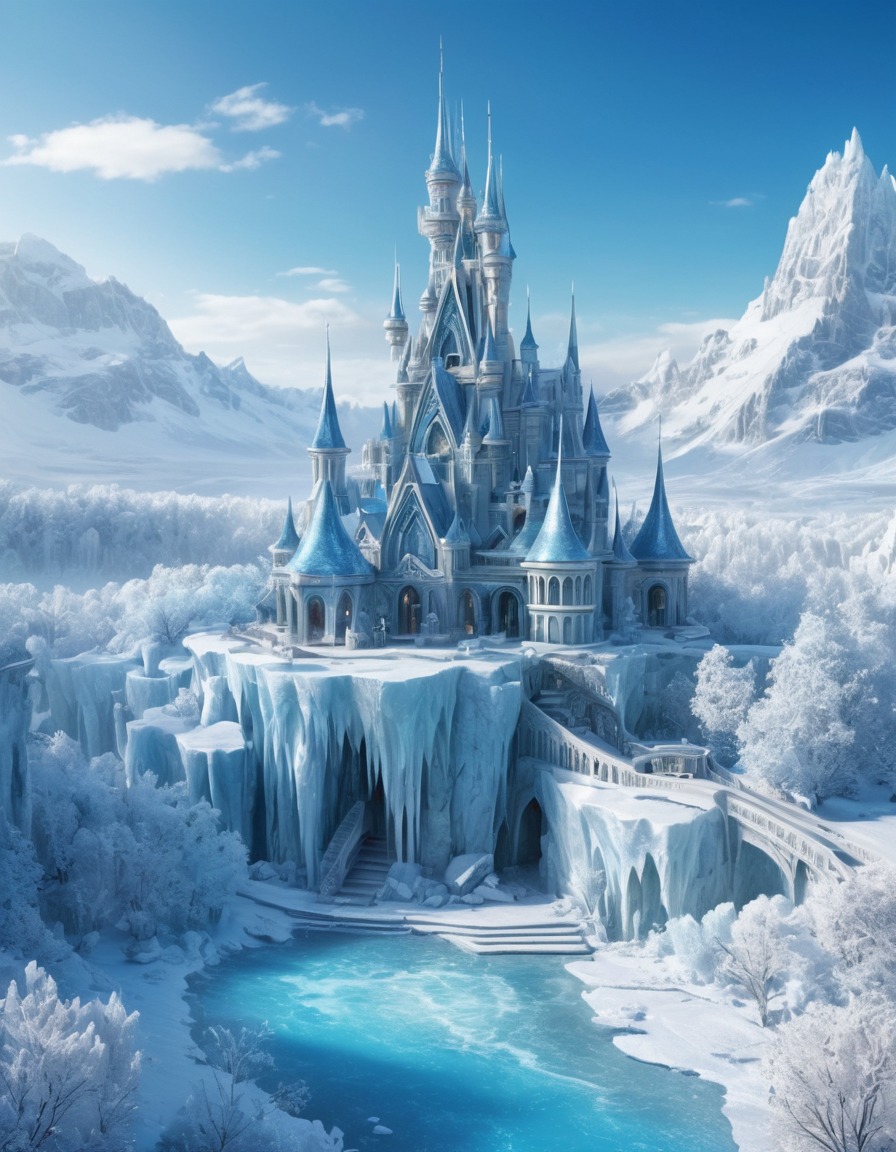 ice palace, frozen tundra, ice princesses, frost giants, fantastic