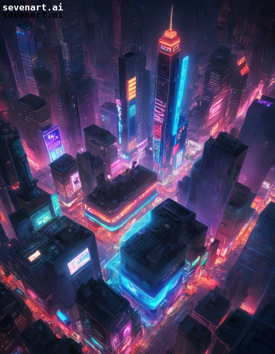 cityscape, urban, aerial view, neon lights, metropolis, modern city, city