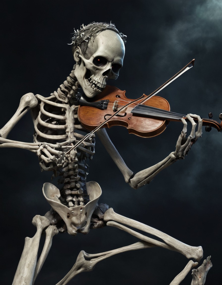 zombie, musician, violin, bones