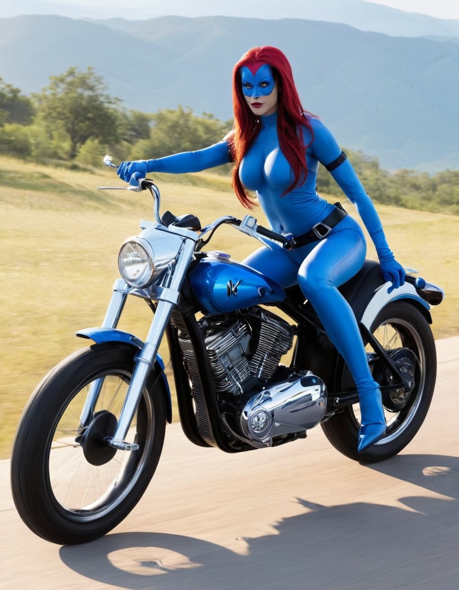 mystique, x-men, motorcycle, shapeshifter, comic book character