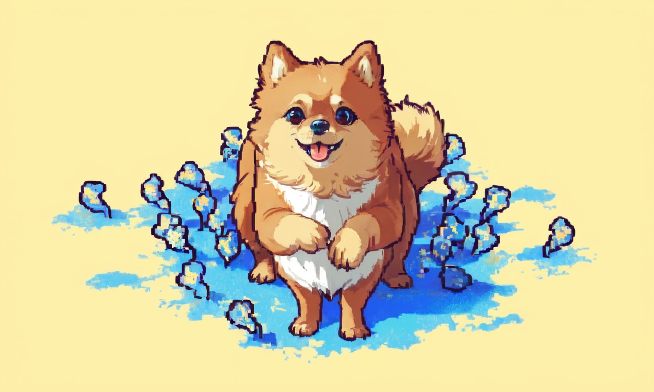 digitalart, pixelart, dog, animalart, pixel, pomeranian