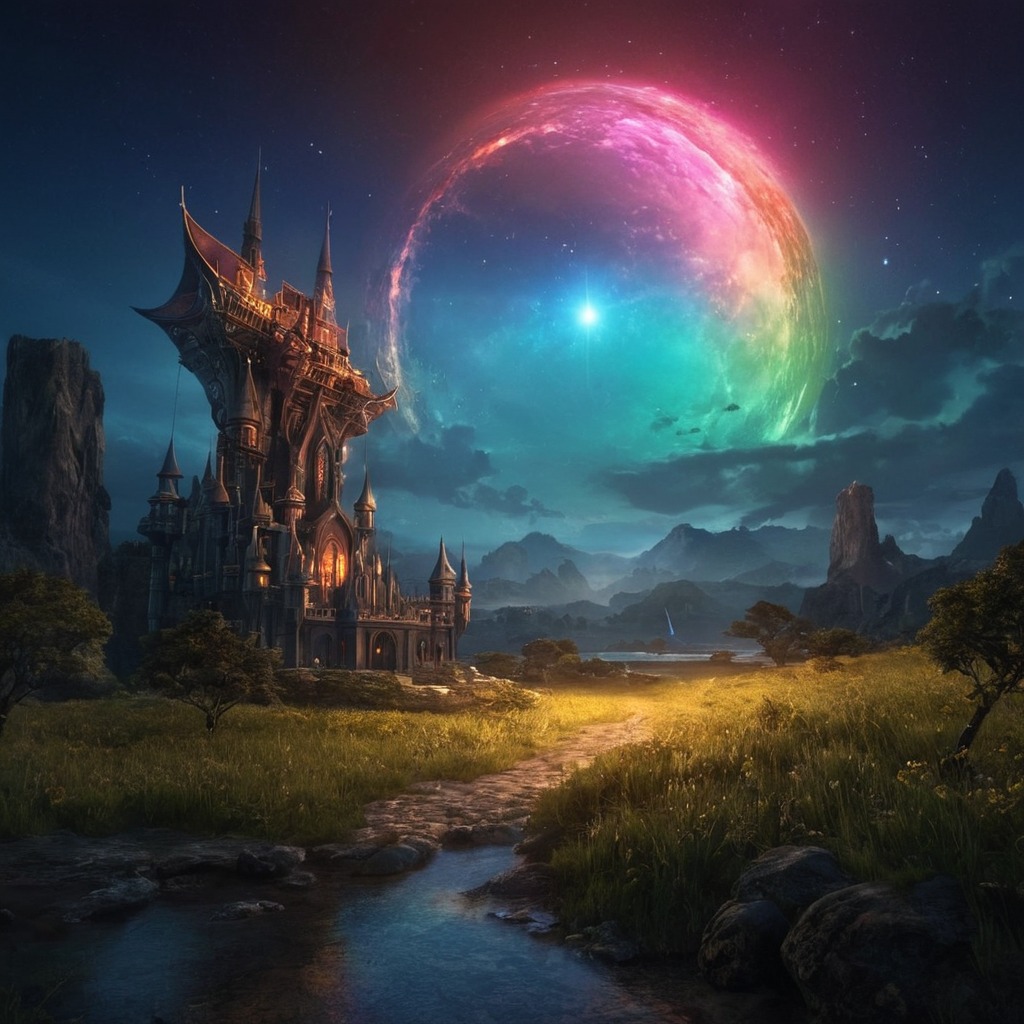 magic, fantasyart, wallpaper, architecture, surreal, digitalart, conceptart, sky, photomanipulation, photography, horror, rainbow, castle, quidditch