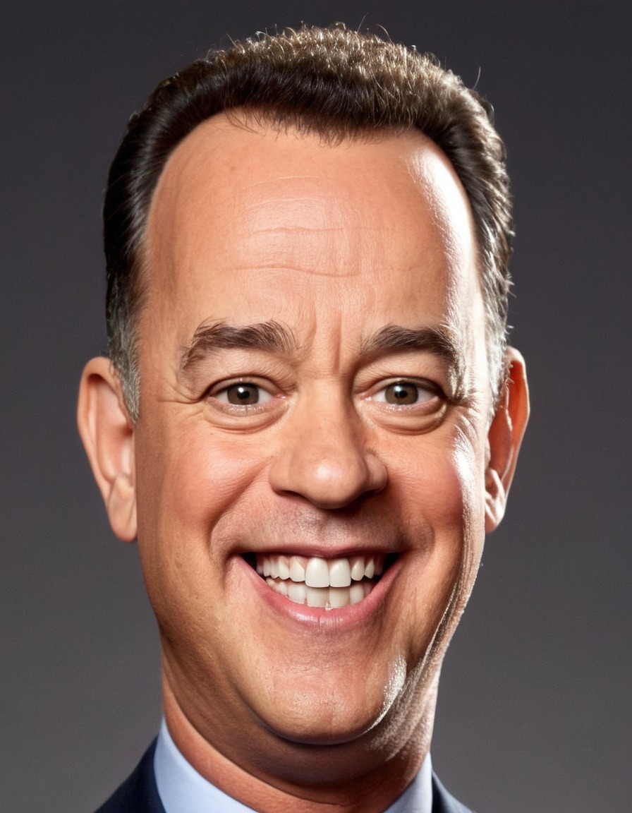 tom hanks, caricature, big head, smile, actor, celebrity, comedy