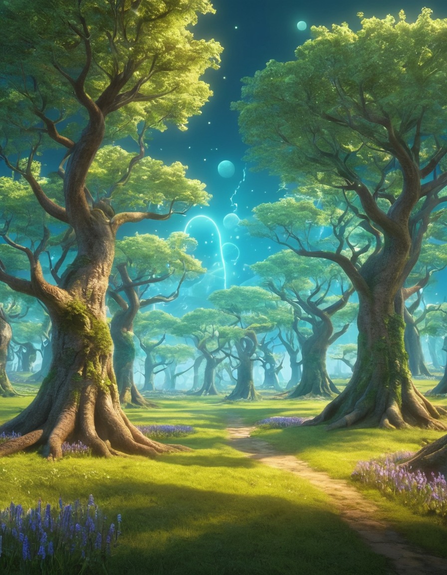 grove, singing trees, melodious tunes, fantasy, magical, enchanted, nature