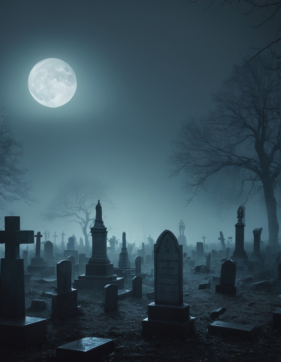 cemetery, fog, tombstones, symbols, eerie, lovecraft, howard lovecraft