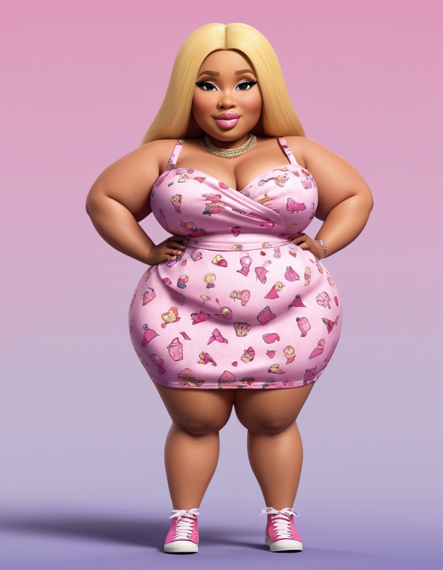 nicki minaj, cartoon, humor, fashion, overweight, fat