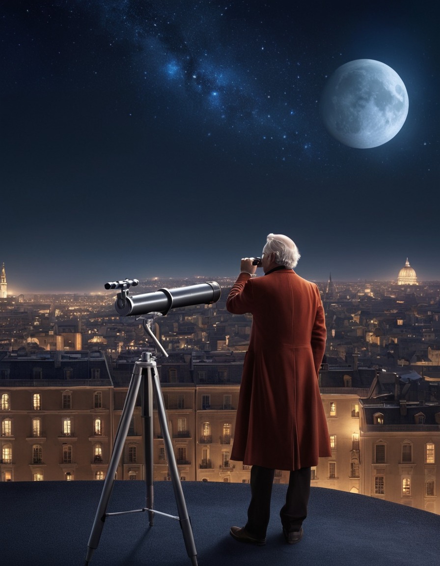 galileo galilei, telescope, observation, cityscape, night, rooftop, astronomy