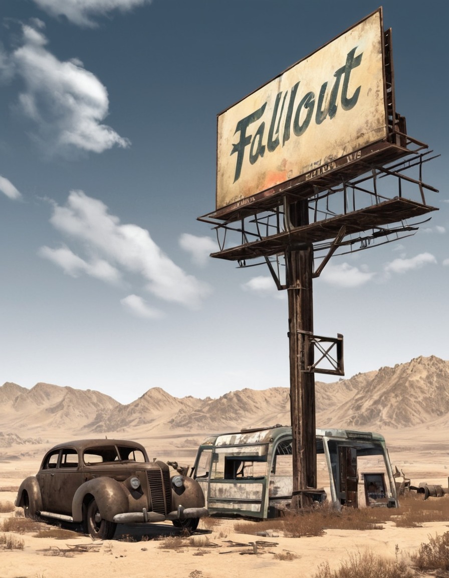 post-apocalyptic, abandoned, wasteland, fallout, advertisement, games, tv shows, amazon prime