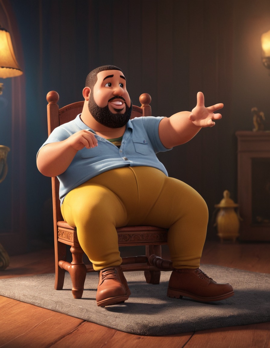 cartoon, chubby, drake, chair, humor, entertainment, fat