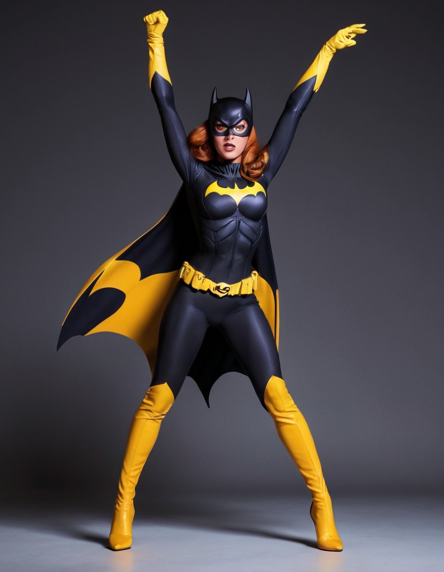 illustration, superhero, batgirl, dc comics, dynamic pose, sexy, painted