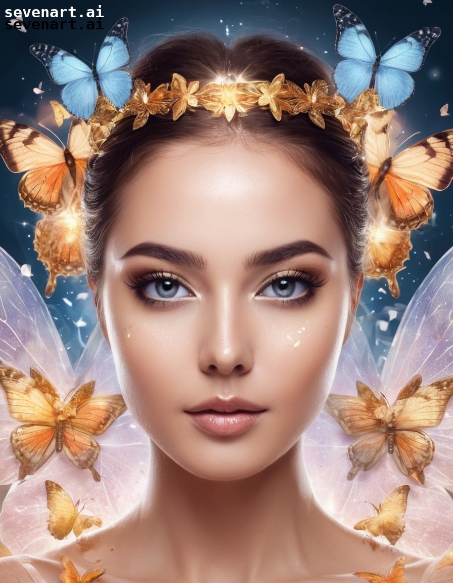 beauty, skincare, illustration, butterflies, radiant skin, woman