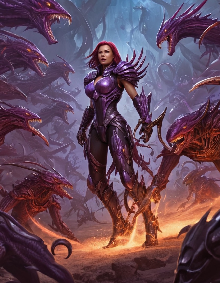 kerrigan, queen of blades, zerg, psionic abilities, battle, games, girls from games