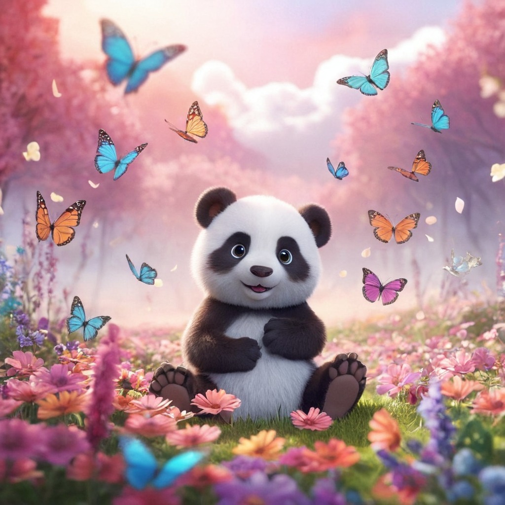 animal, panda, meadow, spring, sweet