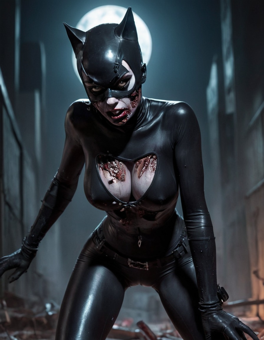 zombie, catwoman (dc comics), undead, feline fatale, dc comics, superhero, comic book character