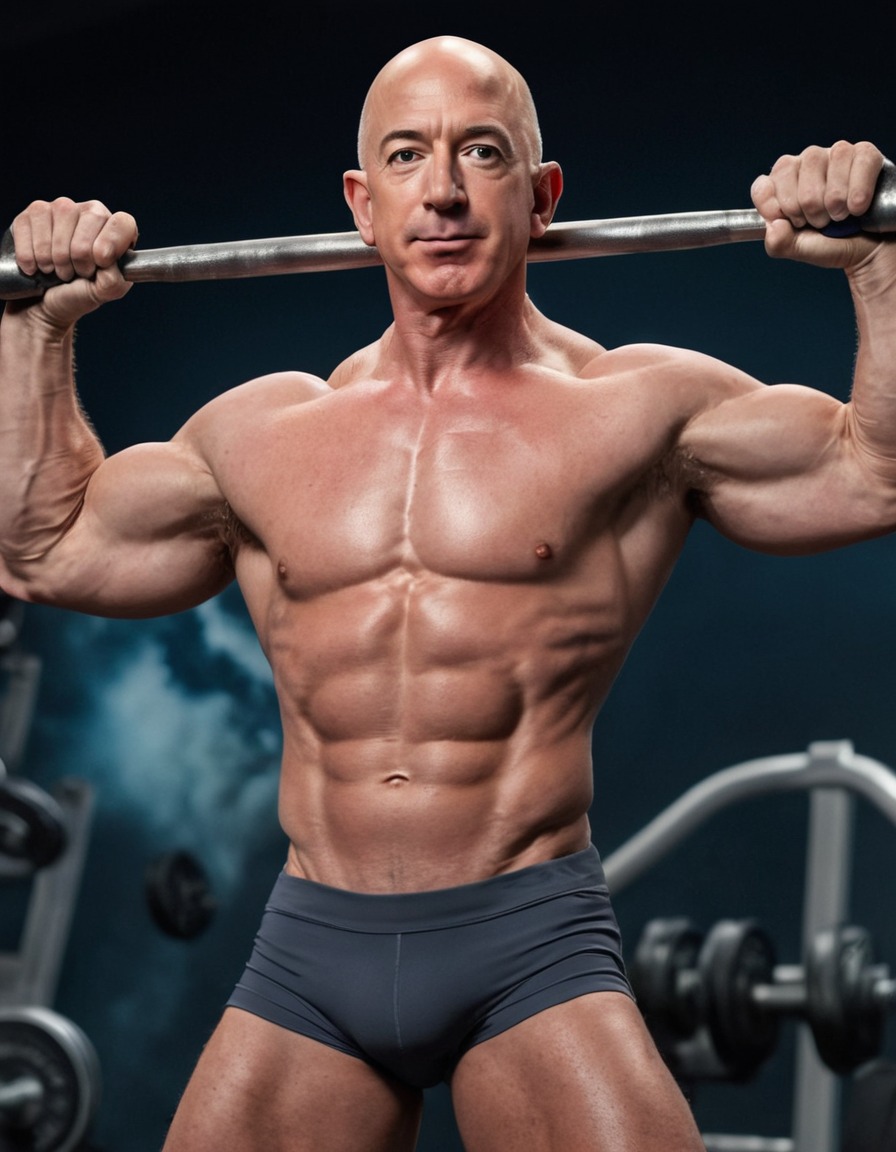 jeff bezos, bodybuilder, weights, determination