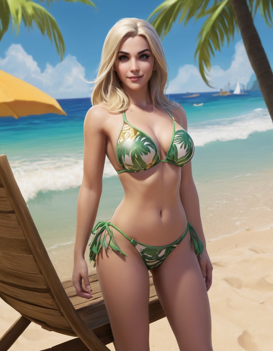 world of warcraft, jaina proudmoore, beach, bikini, relaxation, games, girls from games