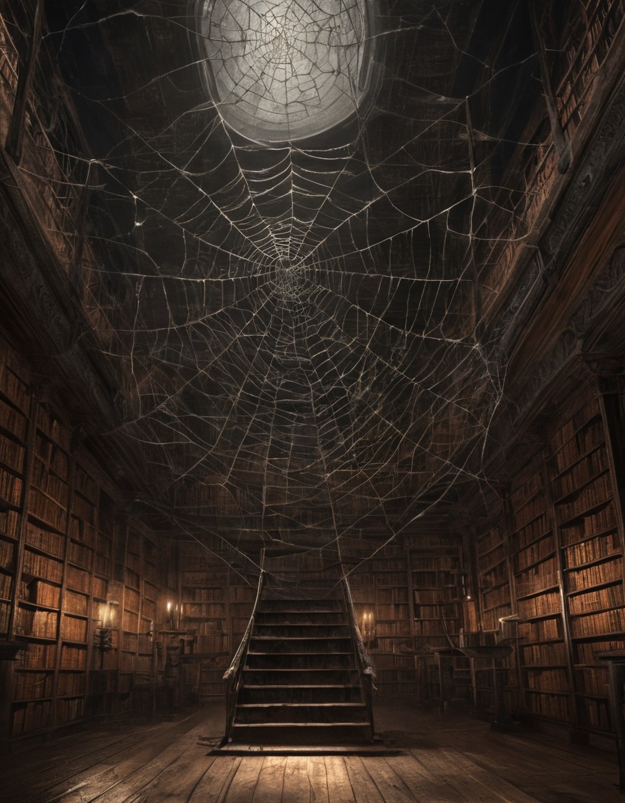 library, ancient, books, human skin, horror, gothic, underground, dark