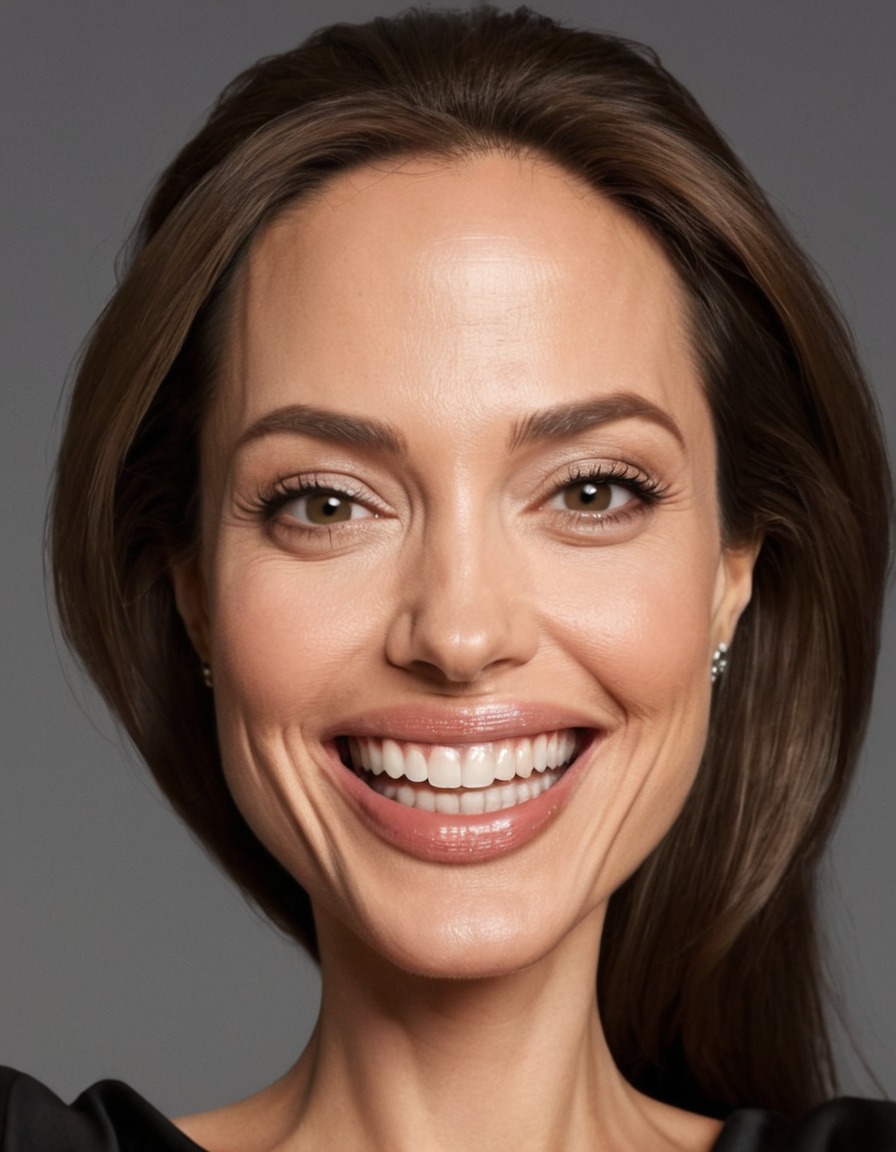 angelina jolie, caricature, big head, smile, actress, hollywood