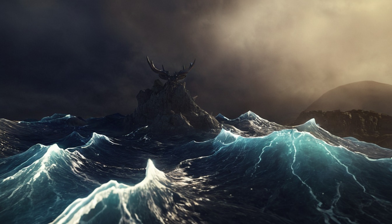 boat, blender, ocean, stormy, waves, aivazovsky