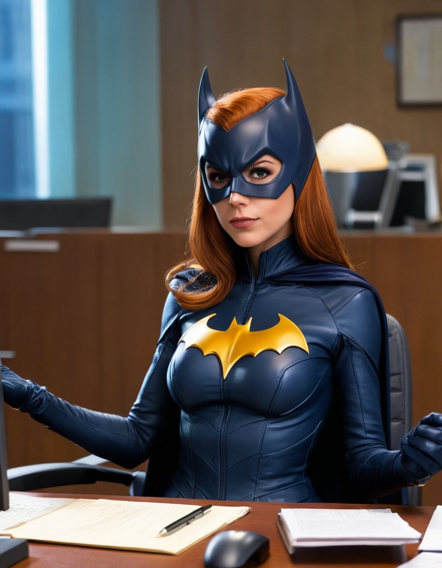 batgirl, dc comics, superhero, office worker, barbara gordon