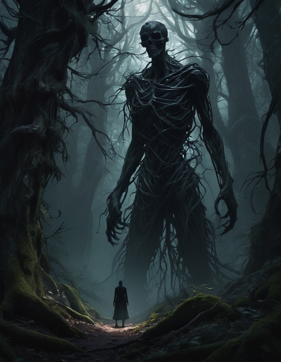 dark, mysterious, shadow, figure, forest, mysterious creature, gothic, underground