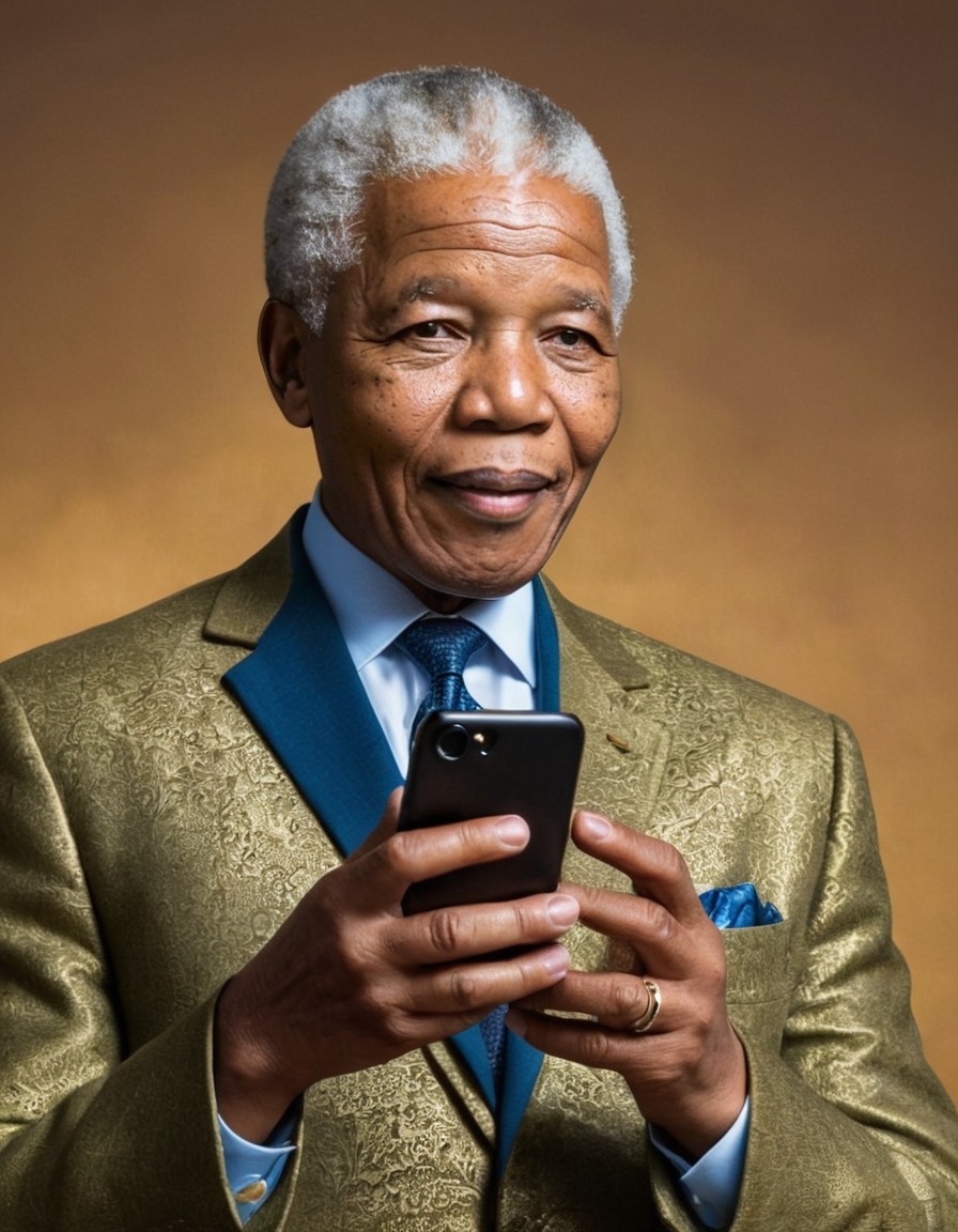 nelson mandela, smartphone, technology, historic moment