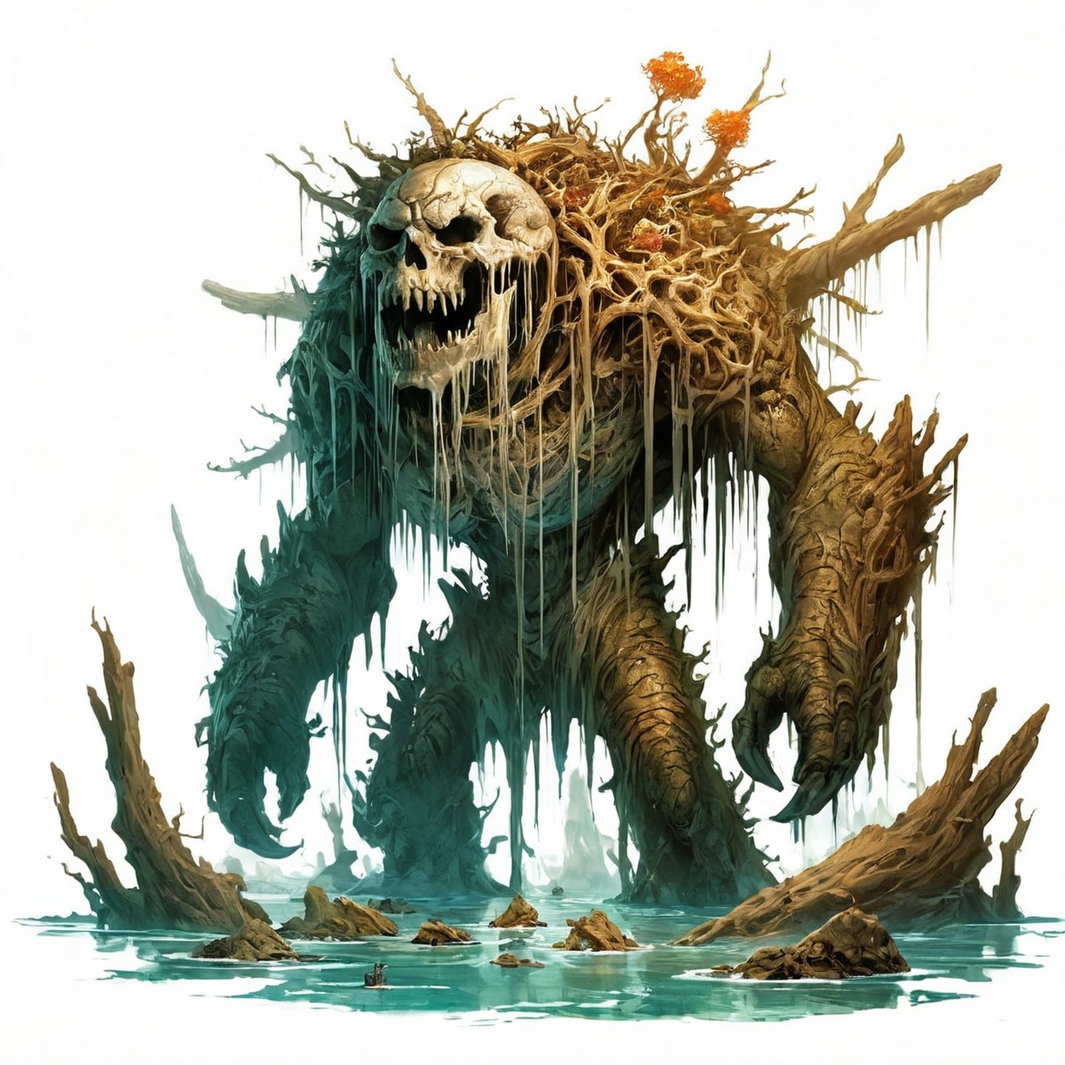 adopt, adoptable, creature, dnd, dungeonsanddragons, exclusive, monster, originalcharacter, overgrown, rpg, rpgcharacter, skeleton, swamp, undead, water, dungeonsanddragonscharacter, aiart, adoptablesopen