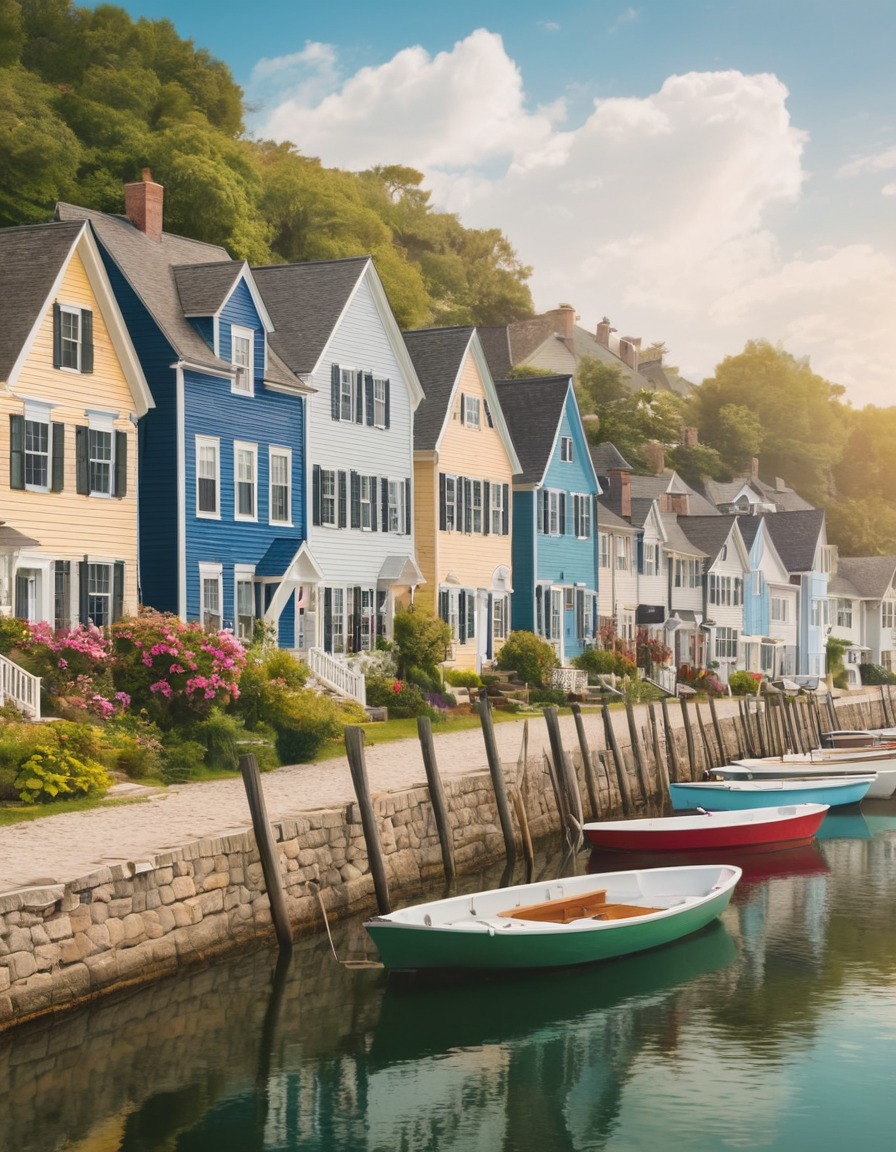 scenic, waterfront, houses, charming, serene