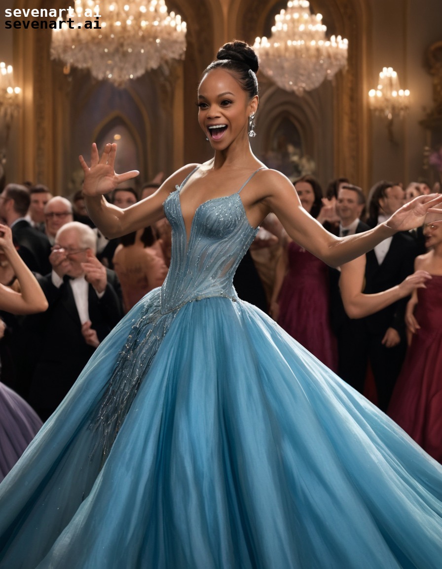 zoe saldana, dance, ball gown, fun, avatar, actress, movies, movie stars