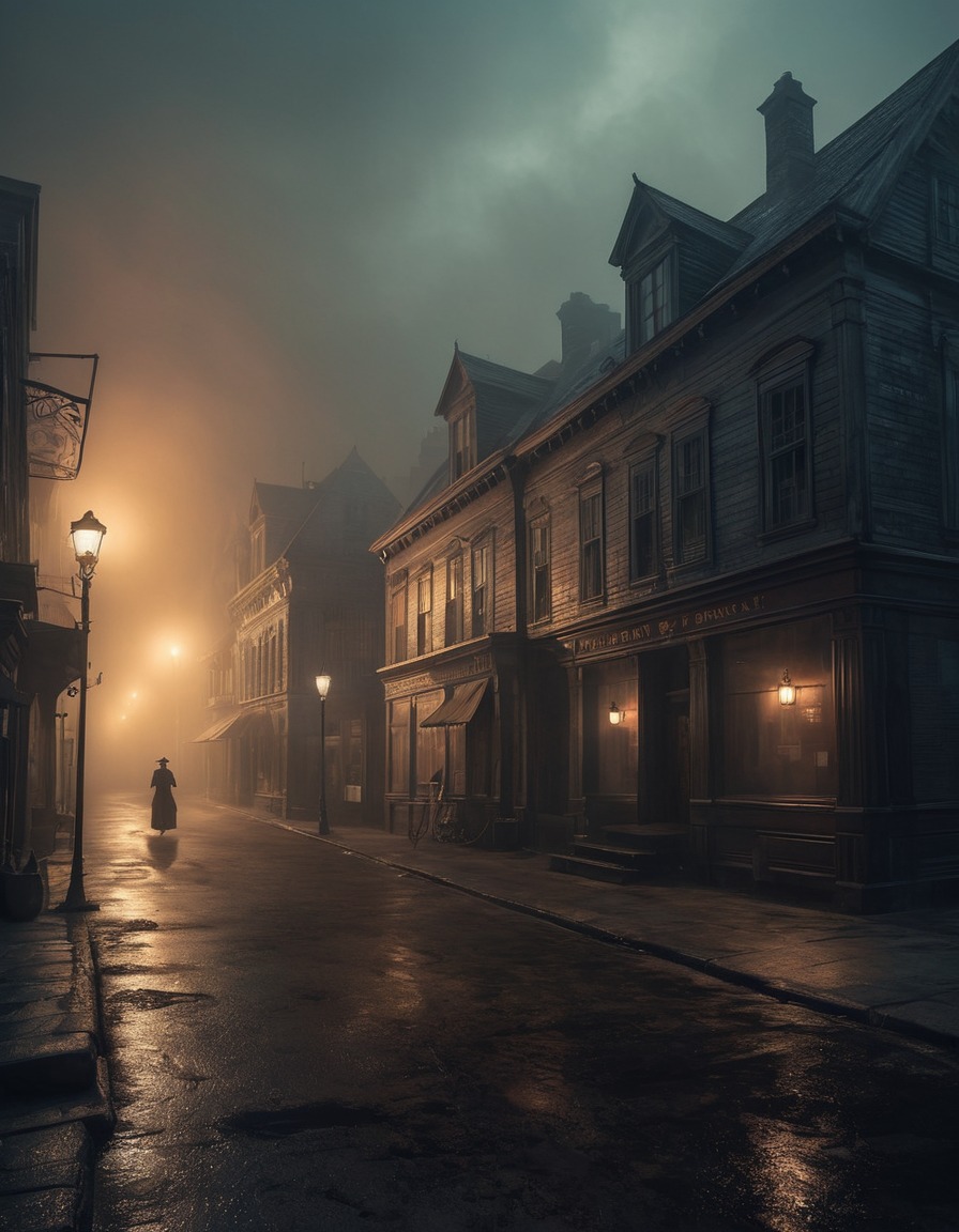 fog, innsmouth, shadows, old buildings, lovecraft, howard lovecraft