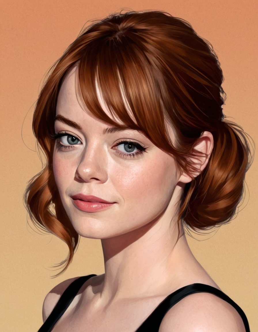 emma stone, portrait, painting, actress, celebrity, art, hollywood