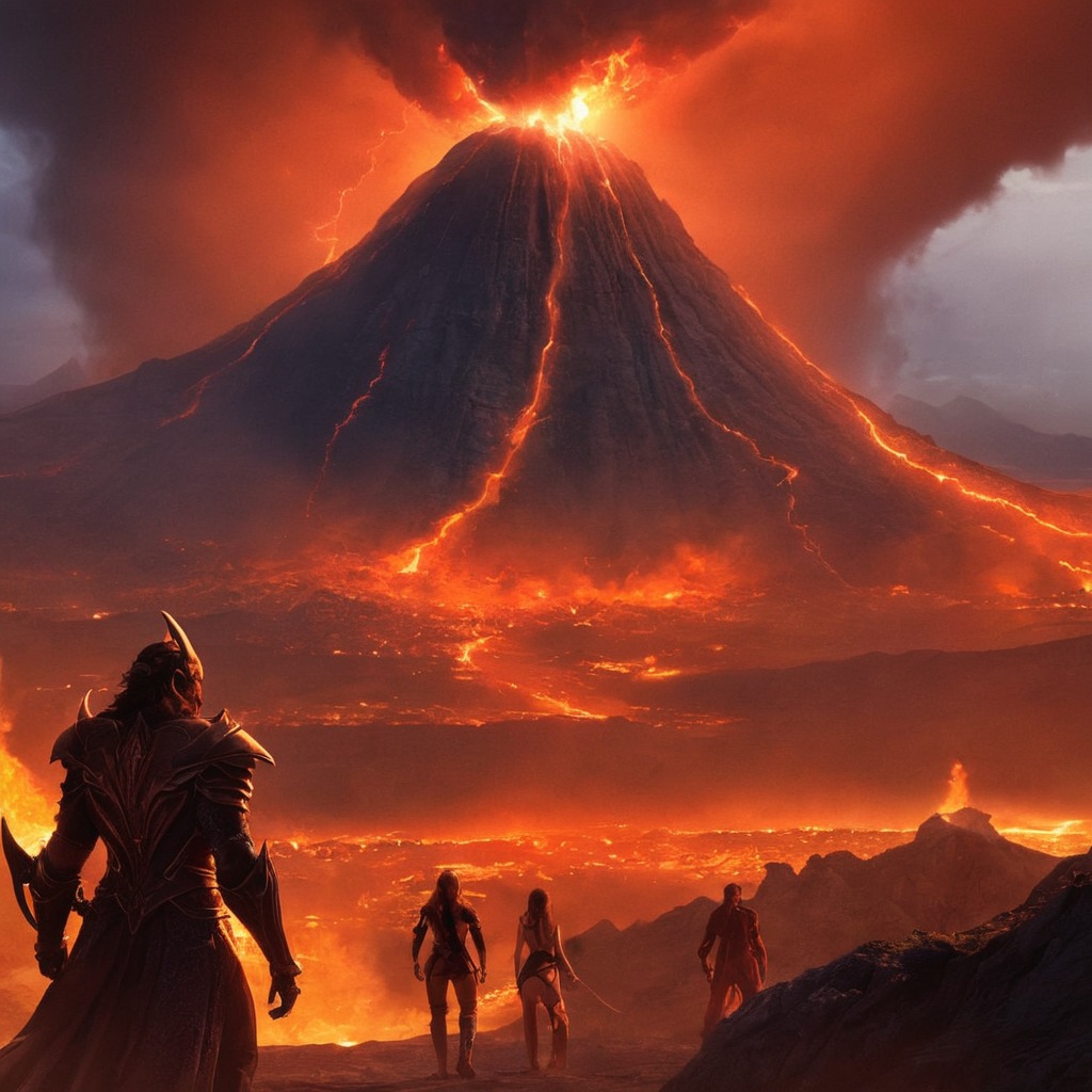 digitalart, fantasyart, dreamup, lava, volcano, fire, ai_art