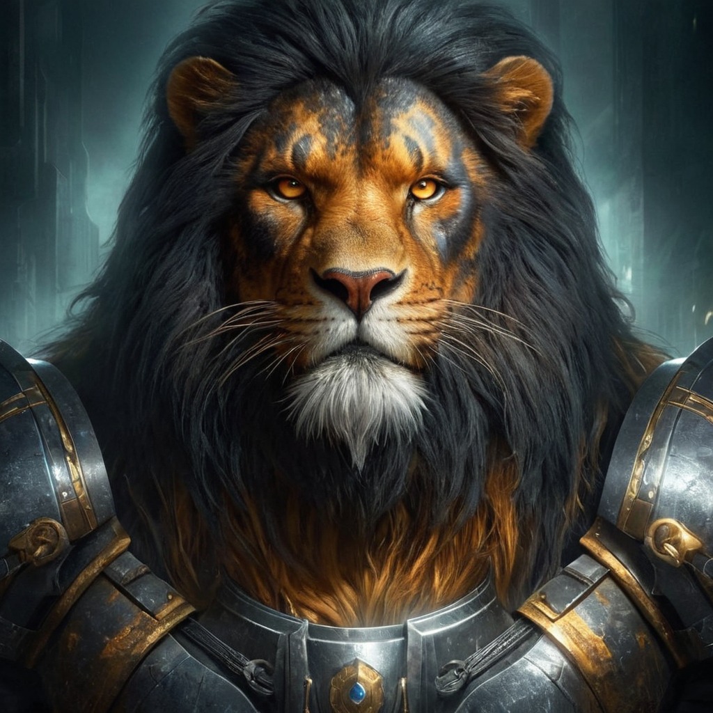 digitalart, characterdesign, warrior, fantasyart, lion, tiger, scifi, bing, conceptart, hybrid, space