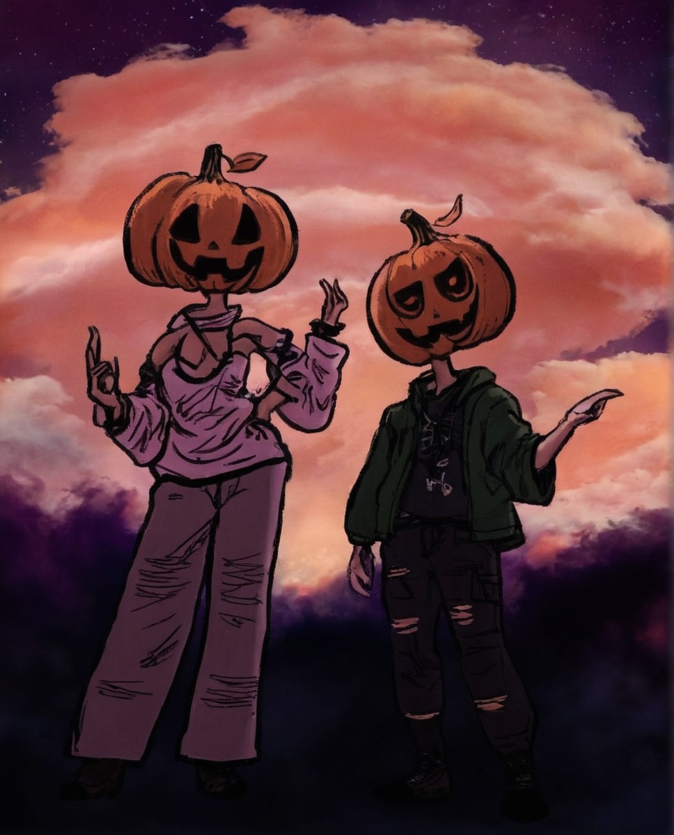 digitalart, spooky, halloween, procreate, originalcharacter, grunge, shading, pumpkinpals