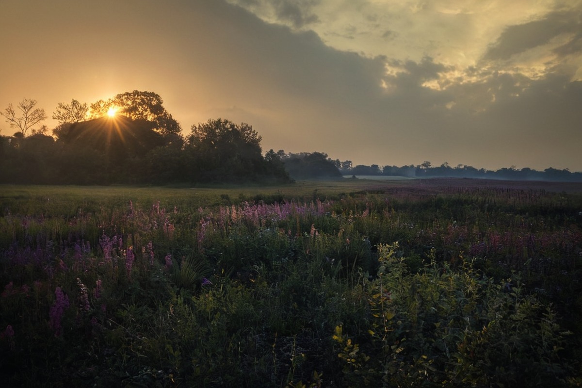 autumn, clouds, crop, field, fog, landscape, mist, photography, rural, summer, sun, sunrise