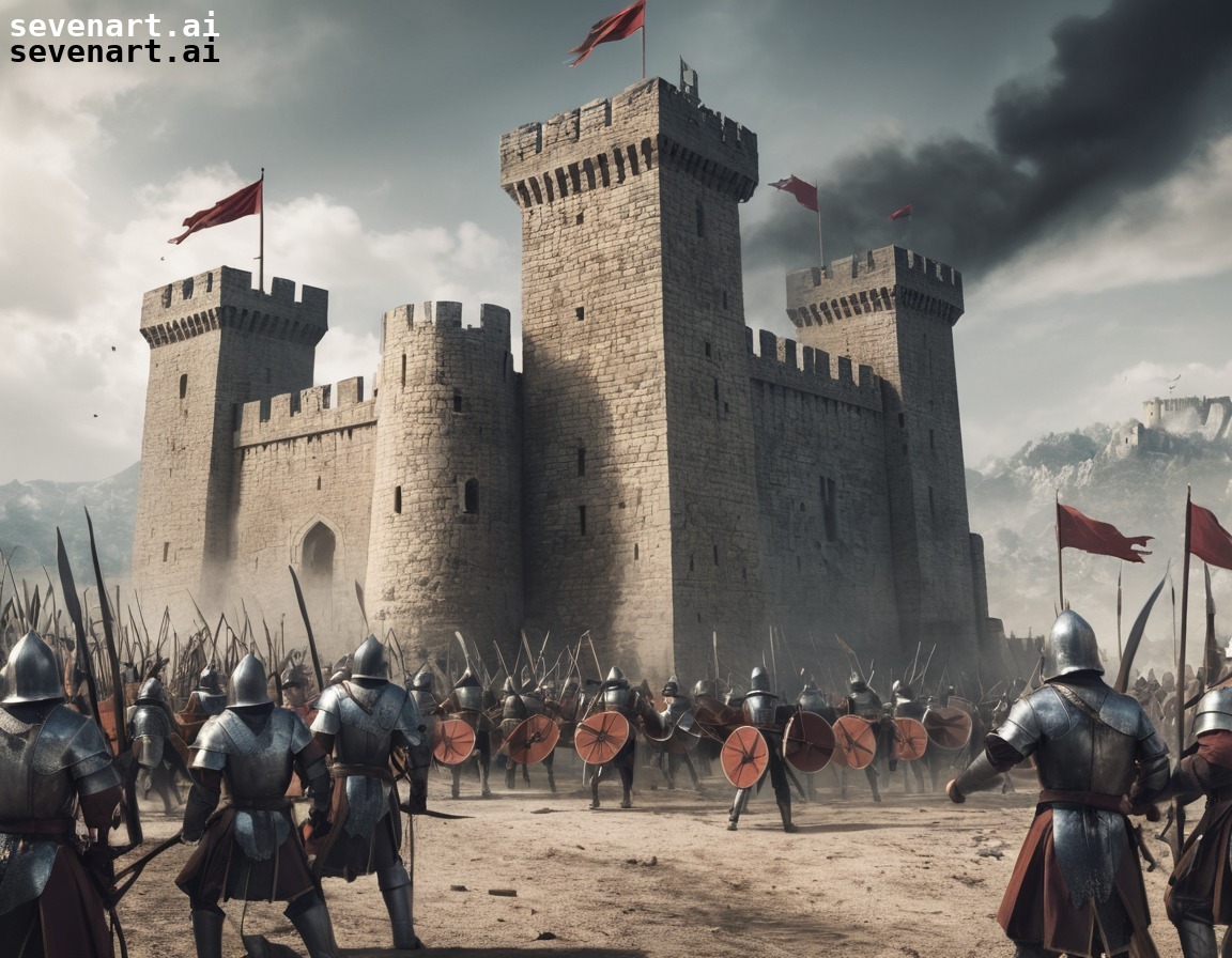 castle, siege, medieval warfare, archers, battering ram, middle ages