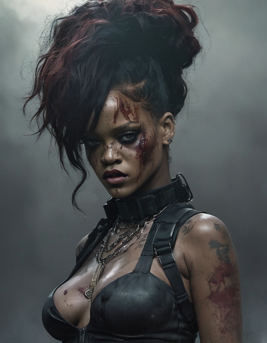 rihanna, zombie, post-apocalyptic, fashion, celebrity, illustration, celebrities