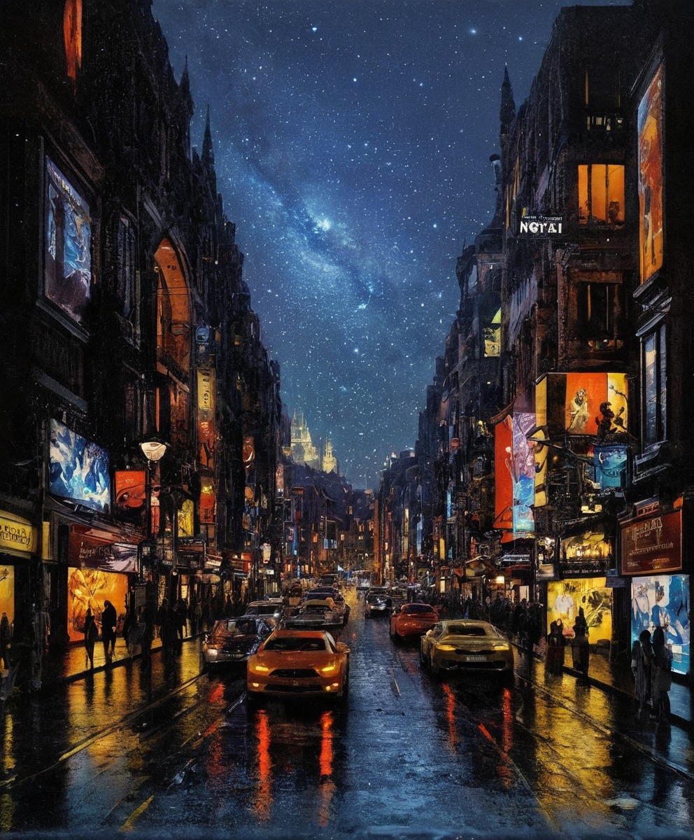 oilpainting, painting, shopping, street, traditionalart