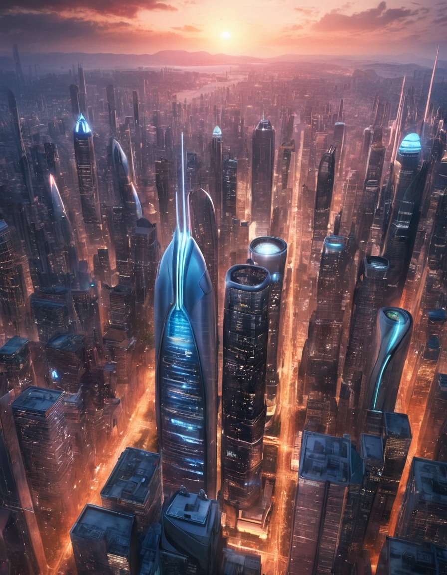 futuristic, skyscrapers, cityscape, future technology, urban landscape, architecture